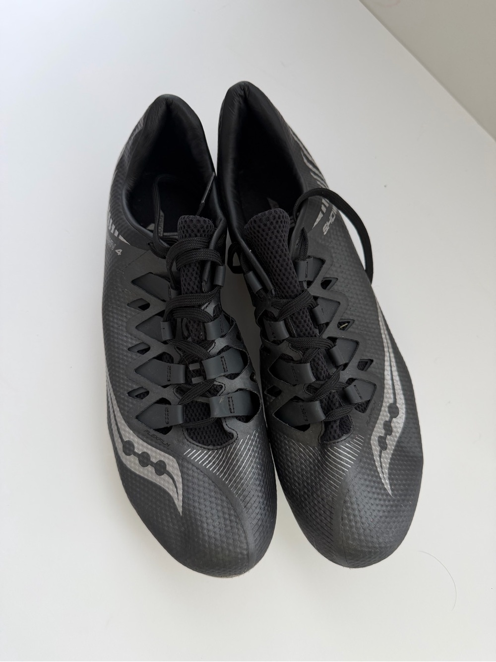 Saucony Men's Black Athletic Track Spikes with Silver Logos
